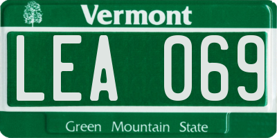 VT license plate LEA069