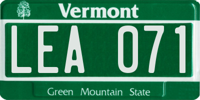 VT license plate LEA071