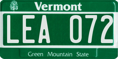 VT license plate LEA072