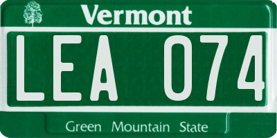VT license plate LEA074