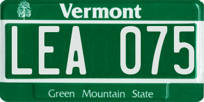 VT license plate LEA075