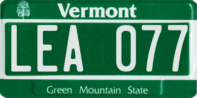 VT license plate LEA077