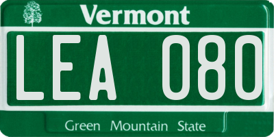 VT license plate LEA080