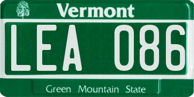 VT license plate LEA086