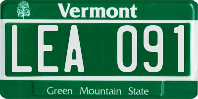 VT license plate LEA091