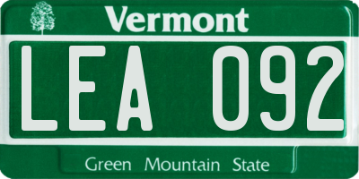 VT license plate LEA092