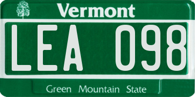 VT license plate LEA098