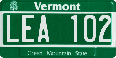 VT license plate LEA102