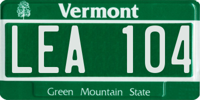 VT license plate LEA104