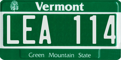 VT license plate LEA114