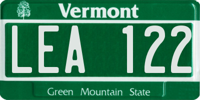 VT license plate LEA122