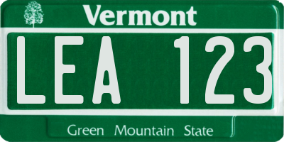 VT license plate LEA123