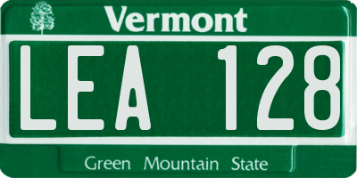 VT license plate LEA128