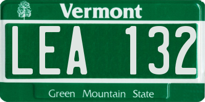 VT license plate LEA132