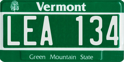 VT license plate LEA134