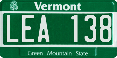VT license plate LEA138