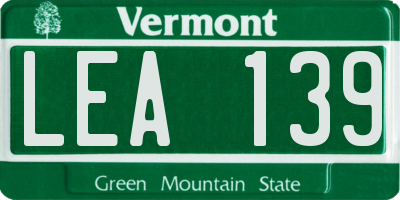 VT license plate LEA139