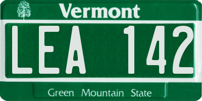 VT license plate LEA142