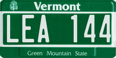 VT license plate LEA144