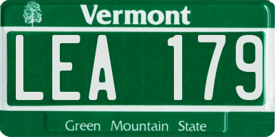 VT license plate LEA179