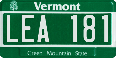 VT license plate LEA181