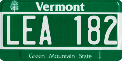 VT license plate LEA182