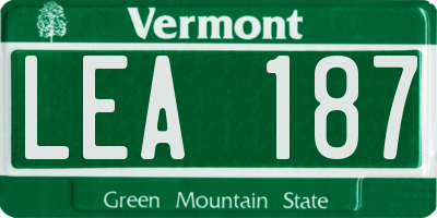 VT license plate LEA187