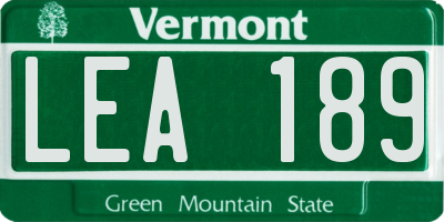 VT license plate LEA189