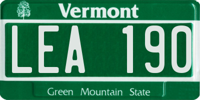VT license plate LEA190