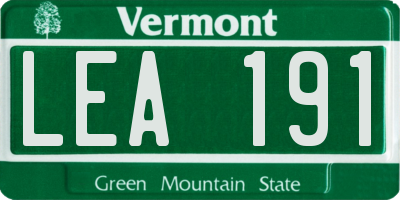 VT license plate LEA191