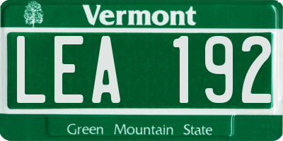 VT license plate LEA192