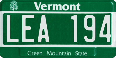 VT license plate LEA194