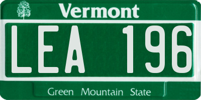VT license plate LEA196