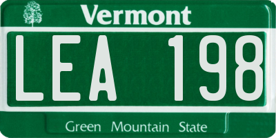 VT license plate LEA198
