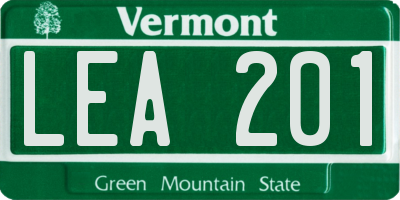 VT license plate LEA201