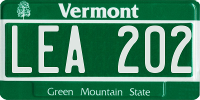 VT license plate LEA202