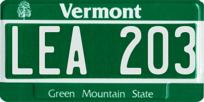 VT license plate LEA203