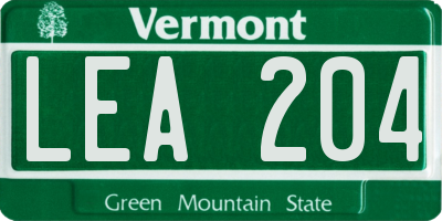 VT license plate LEA204