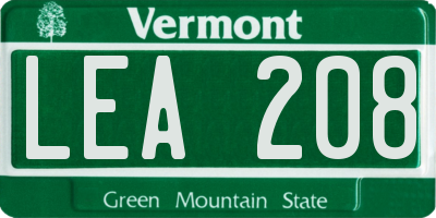 VT license plate LEA208