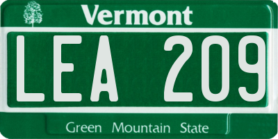 VT license plate LEA209