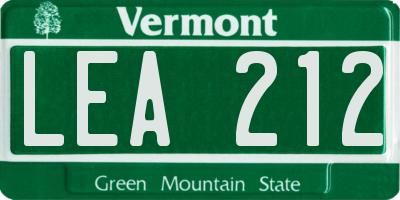 VT license plate LEA212