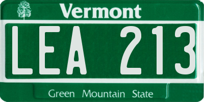 VT license plate LEA213