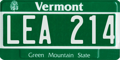VT license plate LEA214