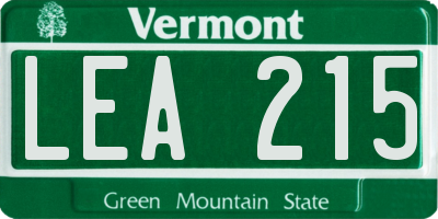 VT license plate LEA215