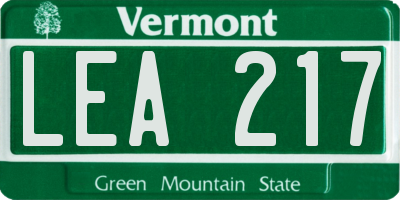 VT license plate LEA217