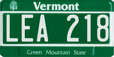 VT license plate LEA218