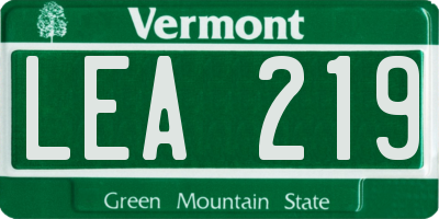 VT license plate LEA219