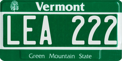 VT license plate LEA222