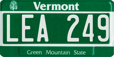 VT license plate LEA249