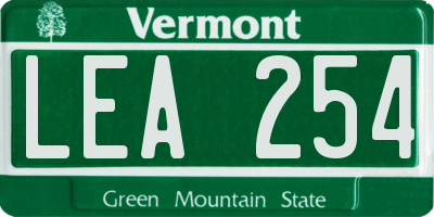 VT license plate LEA254